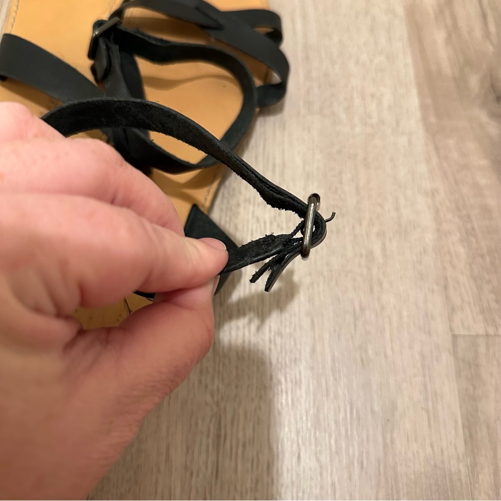 Madewell Boardwalk Ankle Wrap Black Strappy Leather Sandals - Picture 5 of 8